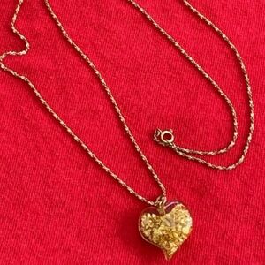 Vintage Original Witch's Heart Gold Floating Necklace